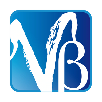 Stylized white Greek letters Nu and Beta on a blue gradient square background.