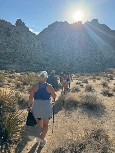 Group of people hiking in the desert