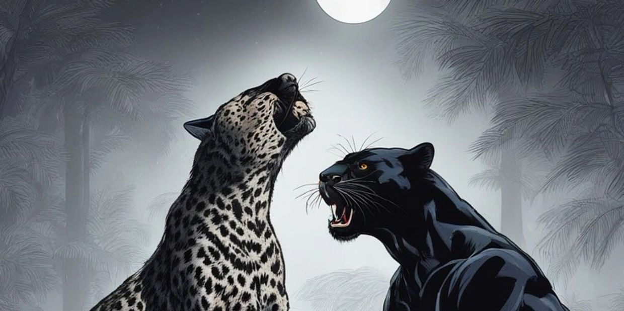 Zambezi the Black Panther and Asis from LEOPARD SONG 


                                                      
