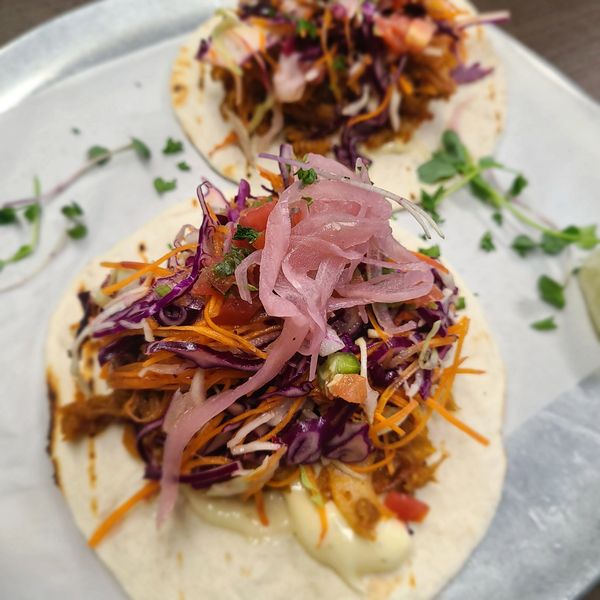 Carnitas tacos; made with in-house smoked pulled pork!