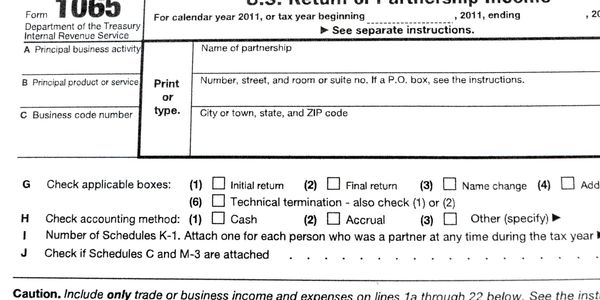 Form 1065 for U.S. Return of Partnership Income for 2011 tax year.