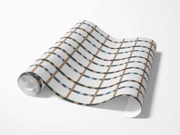 Rolled wallpaper with a simple plaid pattern.