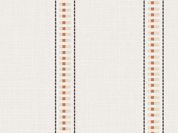 Vertical fabric pattern with dotted lines and small brown squares.
