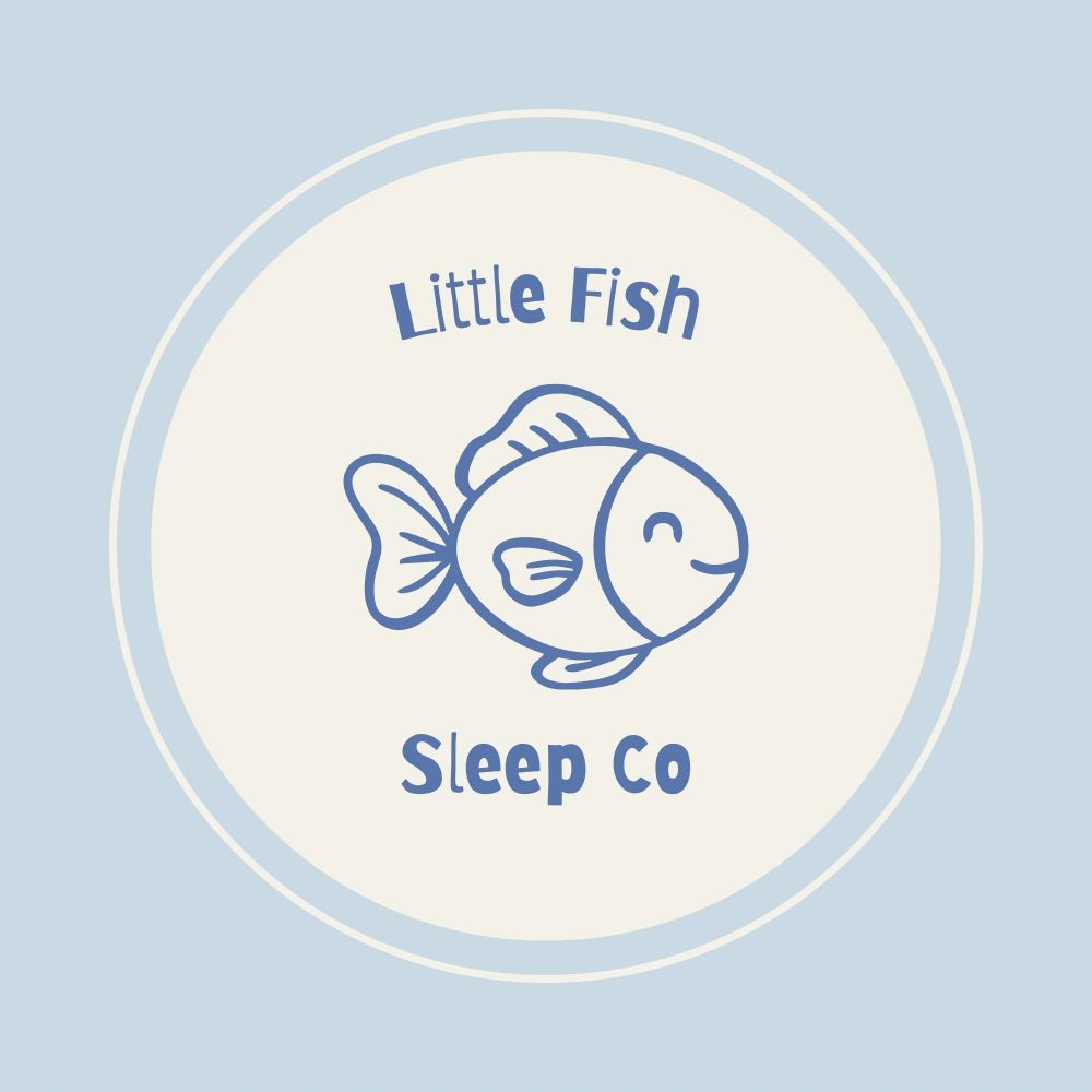 Logo of Little Fish Sleep Co with a smiling fish illustration.