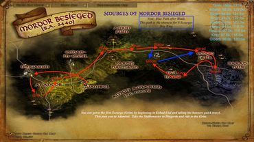 Mordor Besieged Scourge Run map for 8 boss or 9 boss run.