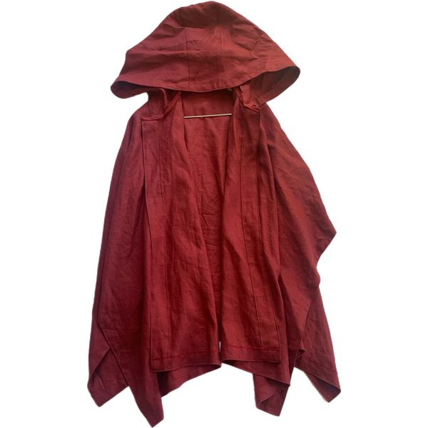 Deep Maroon Red Linen Cloak