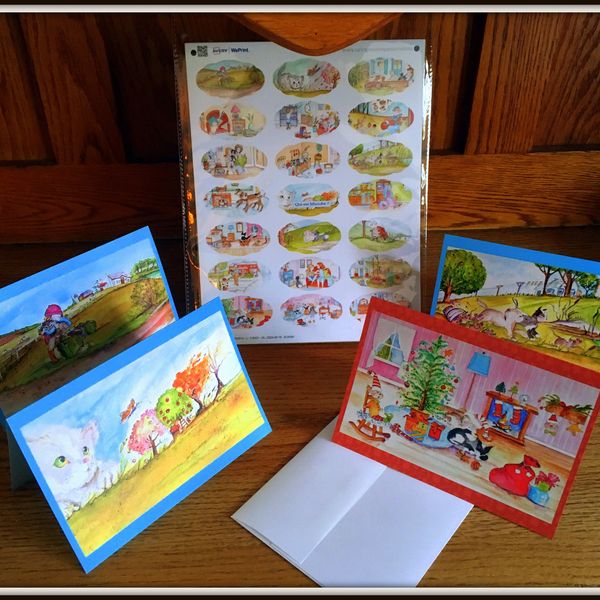 Cartes de fête/souhait et autocollants festonnés