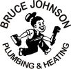 Logo of Bruce Johnson Plumbing &amp; Heating with a cartoon plumber.