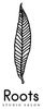 A stylized black feather with 'Roots' and 'Tattoo Studio' text below.