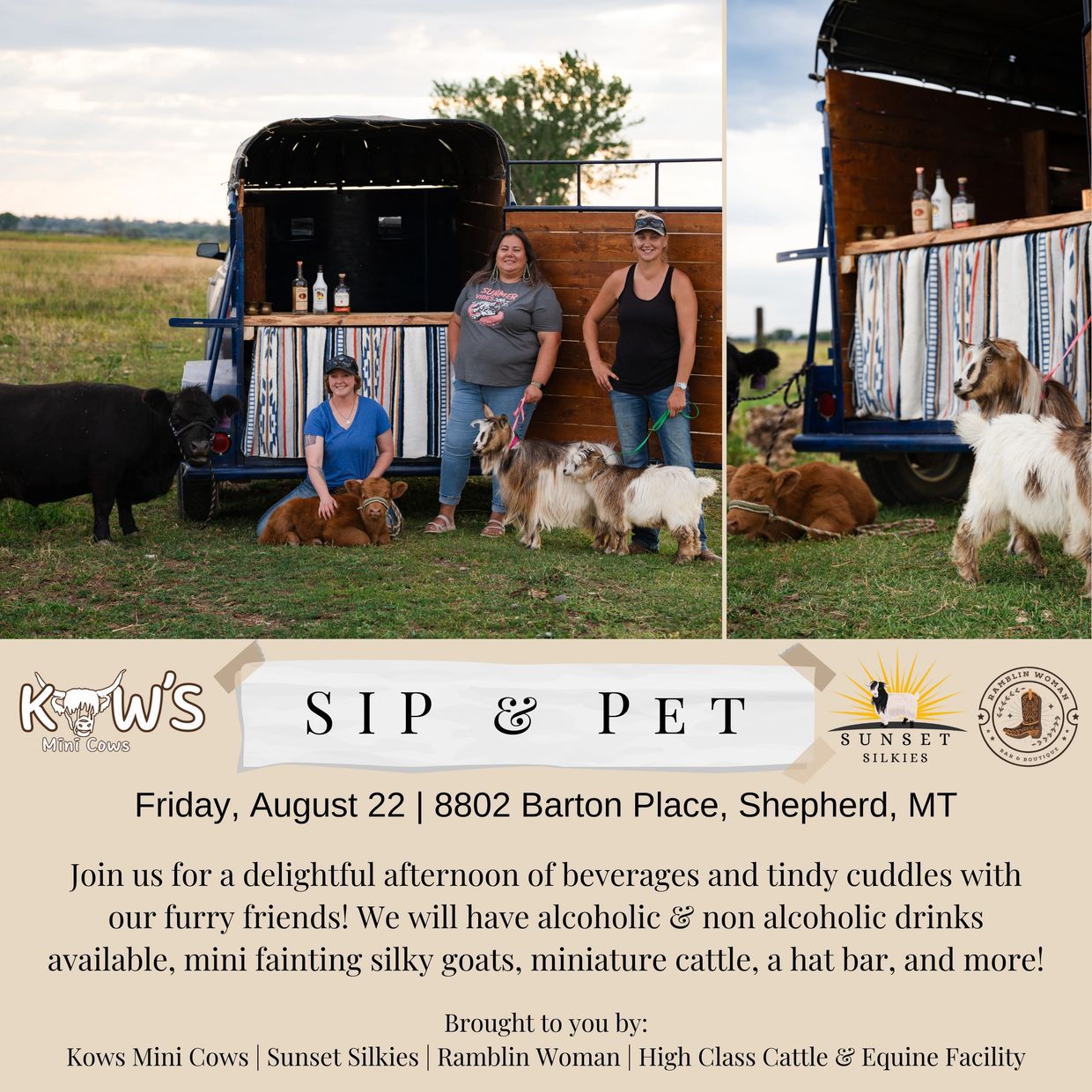 Pet & Sip event in Billings, Shepherd, Huntley Montana. Things to do in Billings, Montana. 