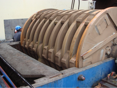 Newell open disc rotor with hammers and pin protectors which maximizing production.