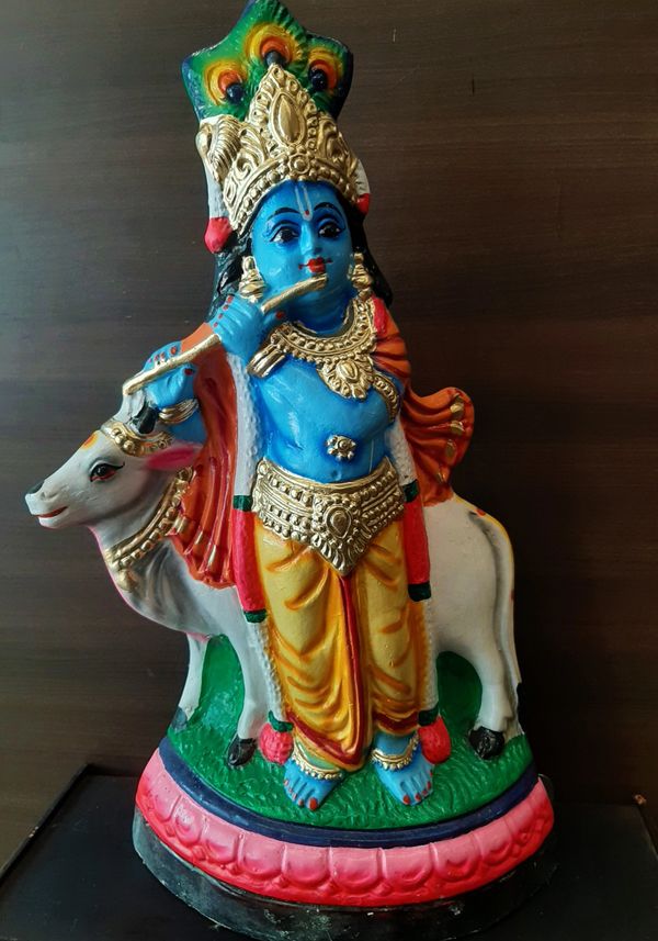 Eco friendly paper mache Krishna idol/statue model 5 for Vishu kani, home decor, gifting etc.
