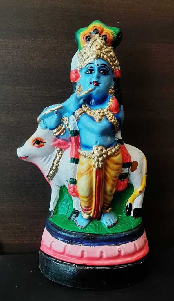Eco friendly paper mache Krishna idol/statue model 4 for Vishu kani, home decor, gifting etc.