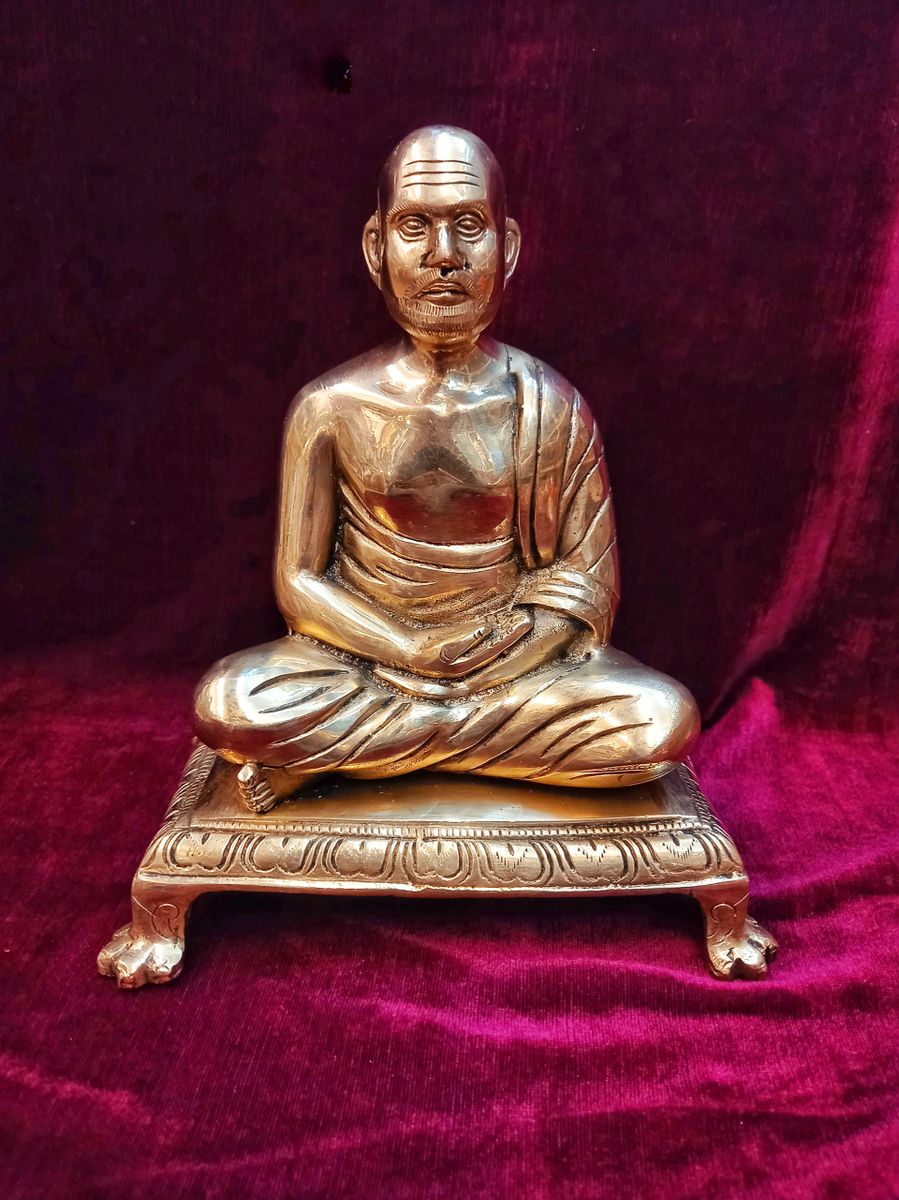 Sree Narayana Guru Brass / Metal Statue In Peedam