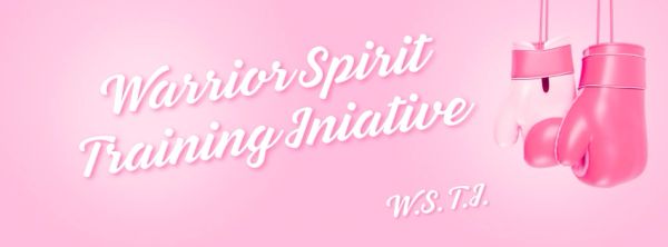 Pink boxing gloves with 'Warrior Spirit Training Initiative' text.
