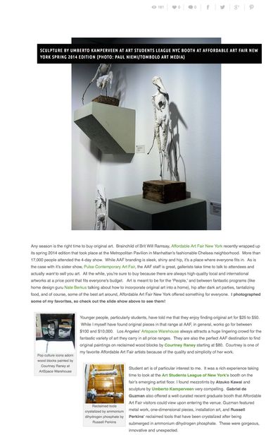 Sculpture by Umberto Kampferven displayed at Art Students League NYC booth.