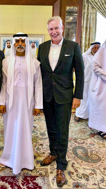 With his Royal Highness Sheik Nahyan Mubarak Al Nahyan  in his Palace in Abu Dhabi, UAE