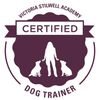 A Victoria Stilwell Academy Certified Dog Trainer seal