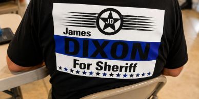 T-shirt promoting James Dixon for sheriff.