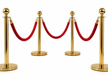 Gold stanchions with red velvet ropes.