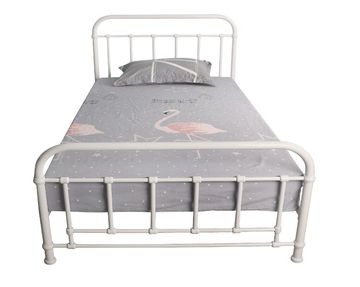 AKIRA SINGLE METAL BED -WHITE/BLACK FOR HIRE AND RENTAL.