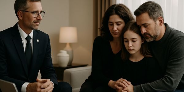 A man sitting on a chair and watching his family pray