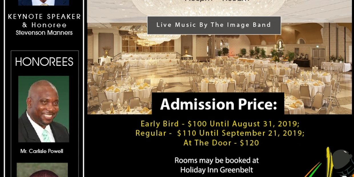 Event with speakers, honorees, live music, and admission prices.