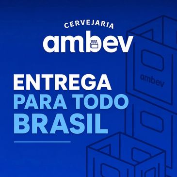 Ambev offers delivery service across Brazil with a bold blue-themed advertisement.