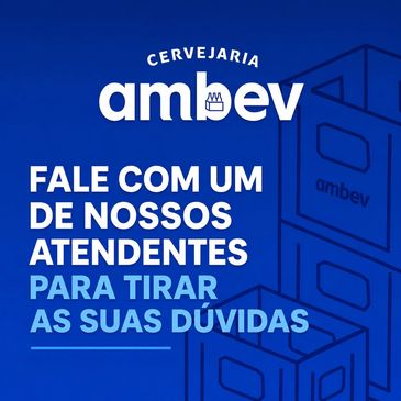 Advertisement inviting customers to contact Ambev support for their questions.