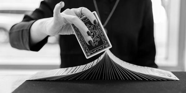 Playing cards, magic, coins