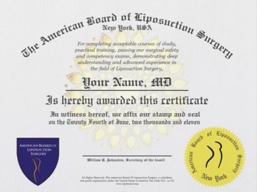 Get certified.
The American Board of Liposuction Surgery