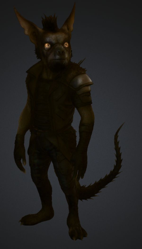 Dark goblin-like creature with sharp ears and glowing eyes.