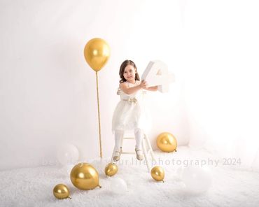 A girl with the golden balloons and four digit