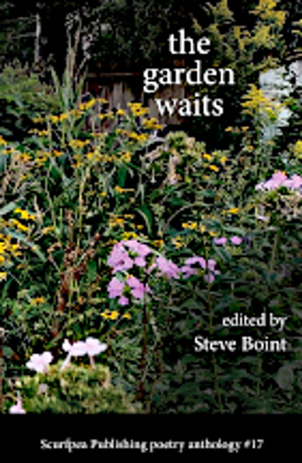Book cover titled 'the garden waits' edited by Steve Boint.