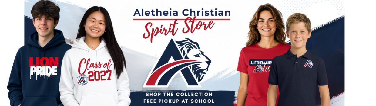 Students showcasing Aletheia Christian Spirit Store clothing.