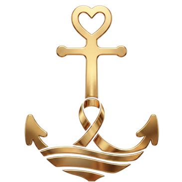 Golden anchor with a heart-shaped top loop.