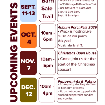 Upcoming events from September to December with dates and details.