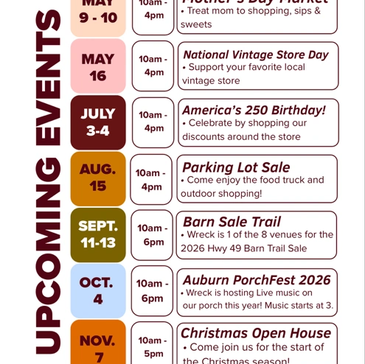 List of upcoming events from May to November including markets, sales, and festivals.