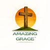 A wooden cross with a glowing sun and 'Amazing Grace' text.