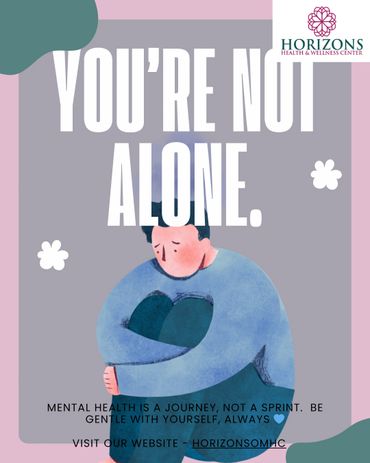 Mental health support message with caring illustration and advice.