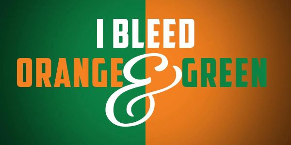 Text on orange and green background: I bleed orange &amp; green.