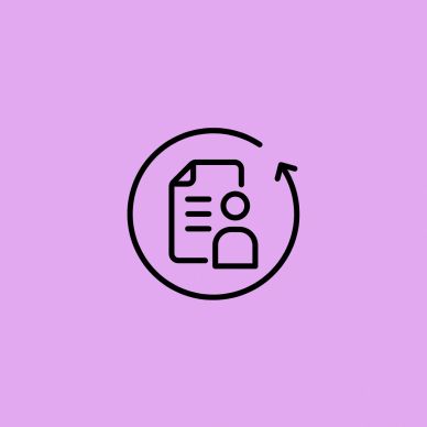 Icon of a document and person with a circular arrow.