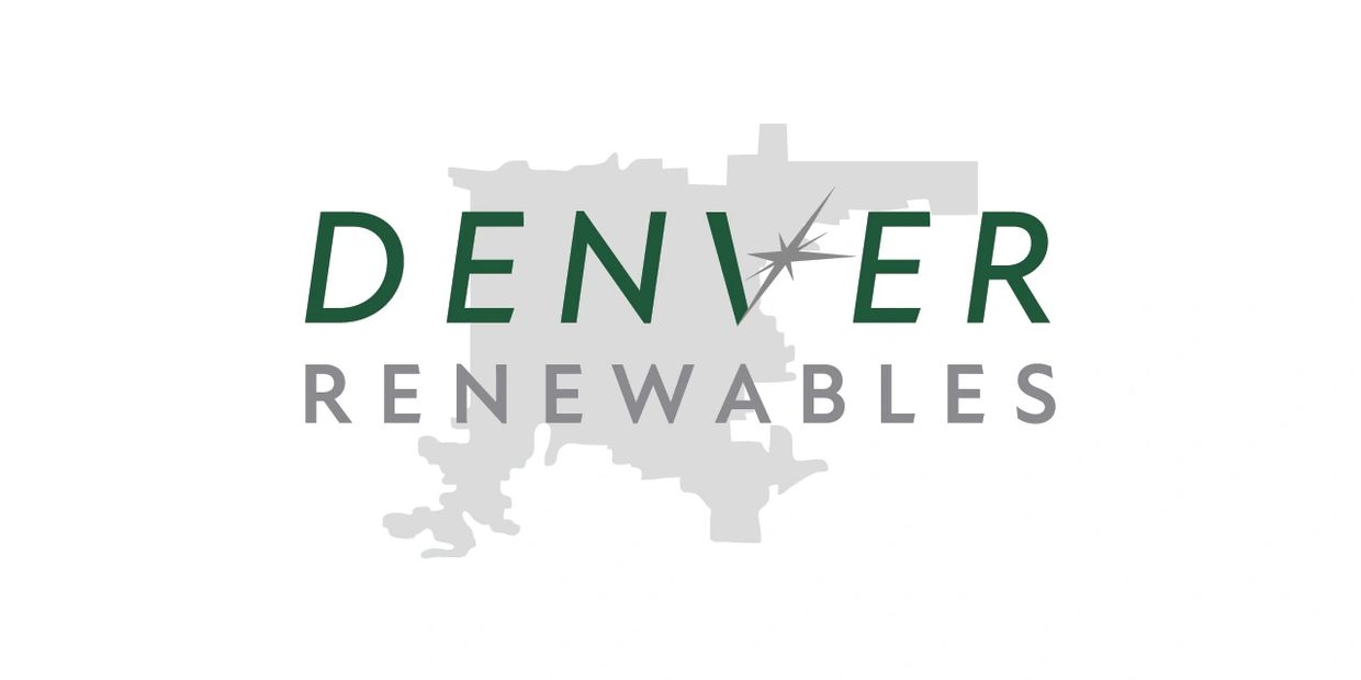 Logo of Denver Renewables with city outline and star symbol.