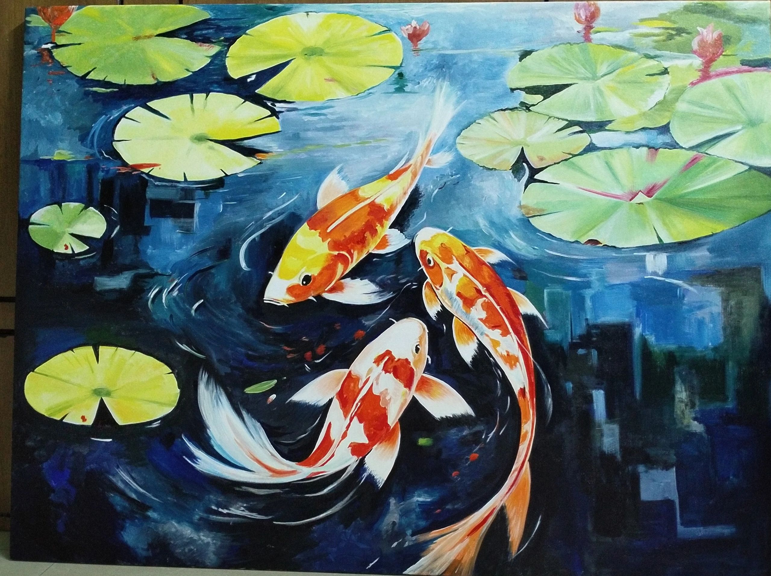 Koi Koi fishes in Acrylics