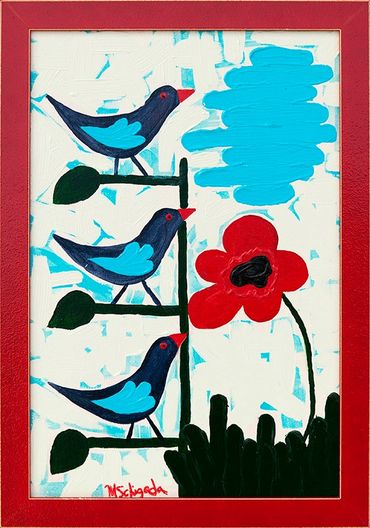 Bluebird Series - Three in the Tree 
Acrylic Painting
