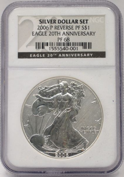2006-P - Reverse PF - S$1 - Eagle 20th Anniversary - PF 68 - NGC