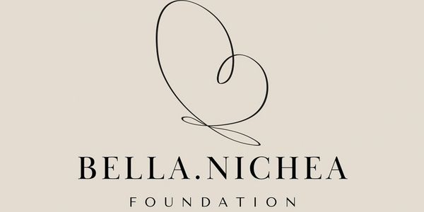 Elegant Bella.Nichea Foundation logo with a heart-shaped line design.