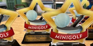 trophies, win, competition, play, laugh, mini golf, golf, Henderson, Arkansas, Cotter