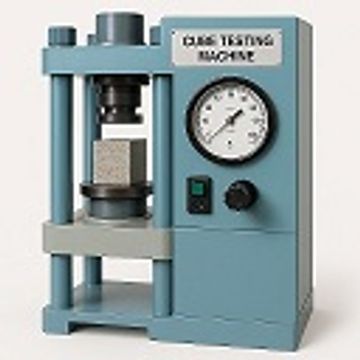 Cube testing machine with pressure gauge and controls.