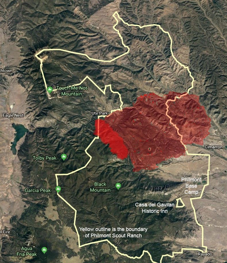 Map of Ute Park Fire